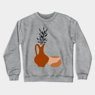 Brown Potteries And Leaves Crewneck Sweatshirt